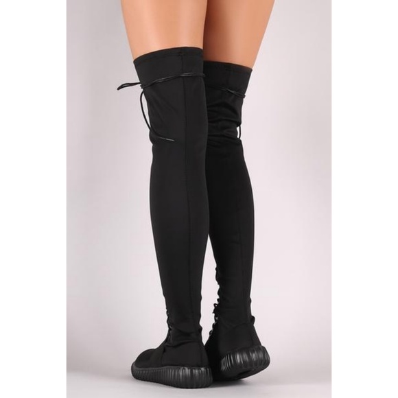 Last Size 9**🖤Sneaker Lace Up Over-The-Knee Boot - Picture 3 of 3